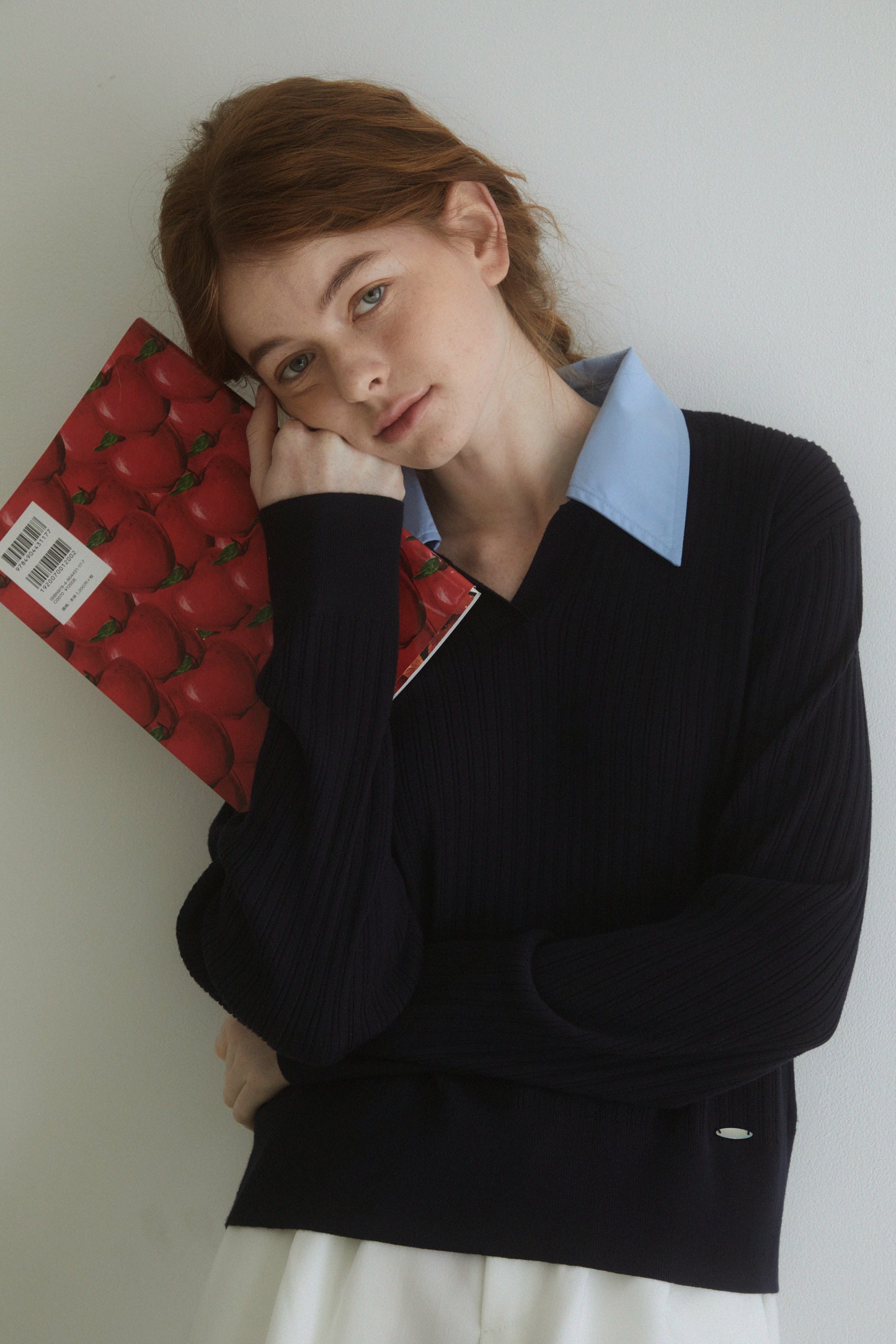Shirts collar v-neck knit