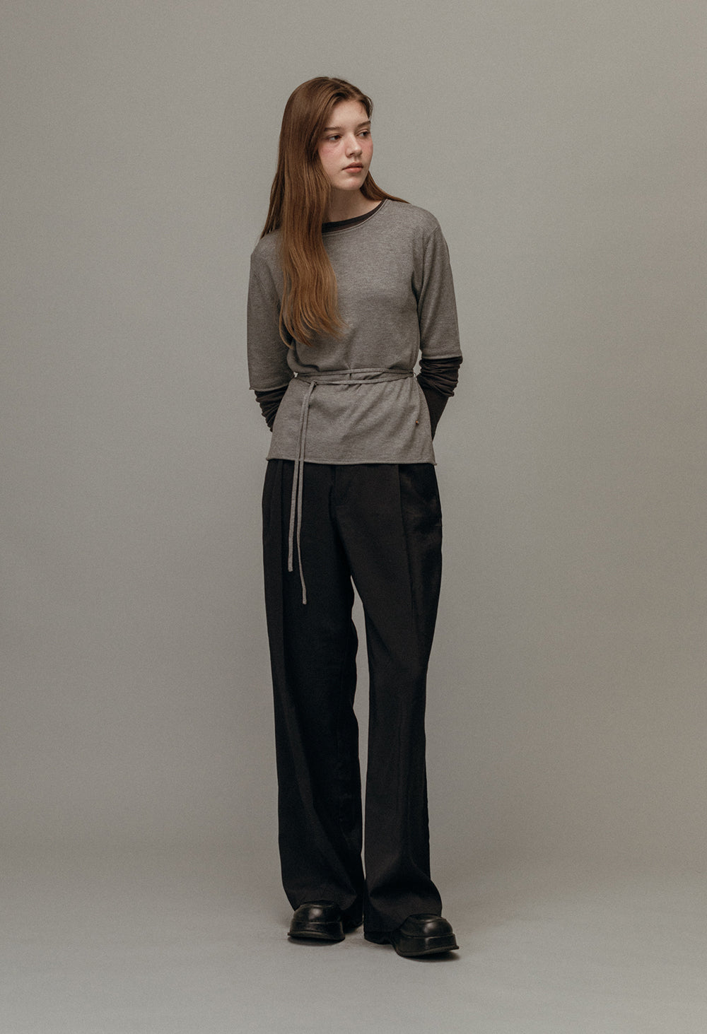 Strap wool half sleeve knit