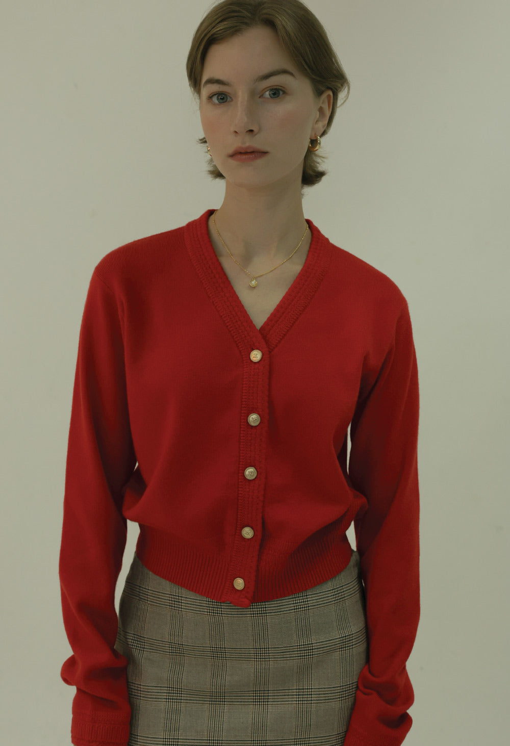 Grandma gold button cashmere cardigan