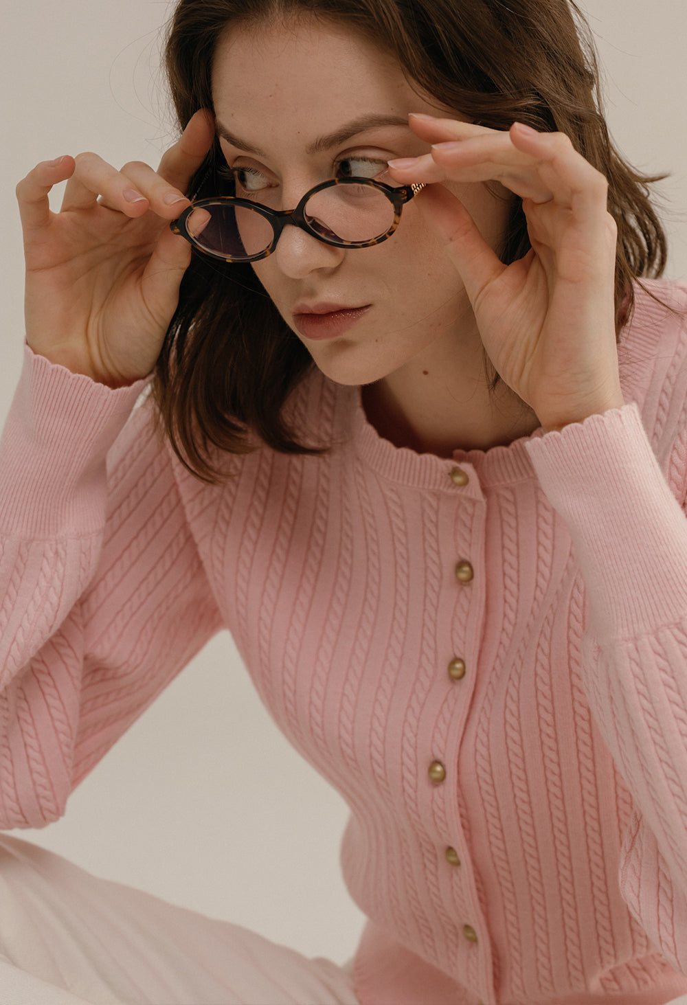 Moon gold button cable knit cardigan