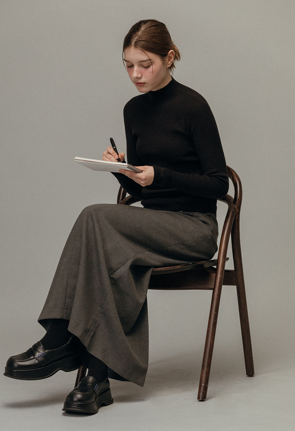 Poyette basic slim half neck knit