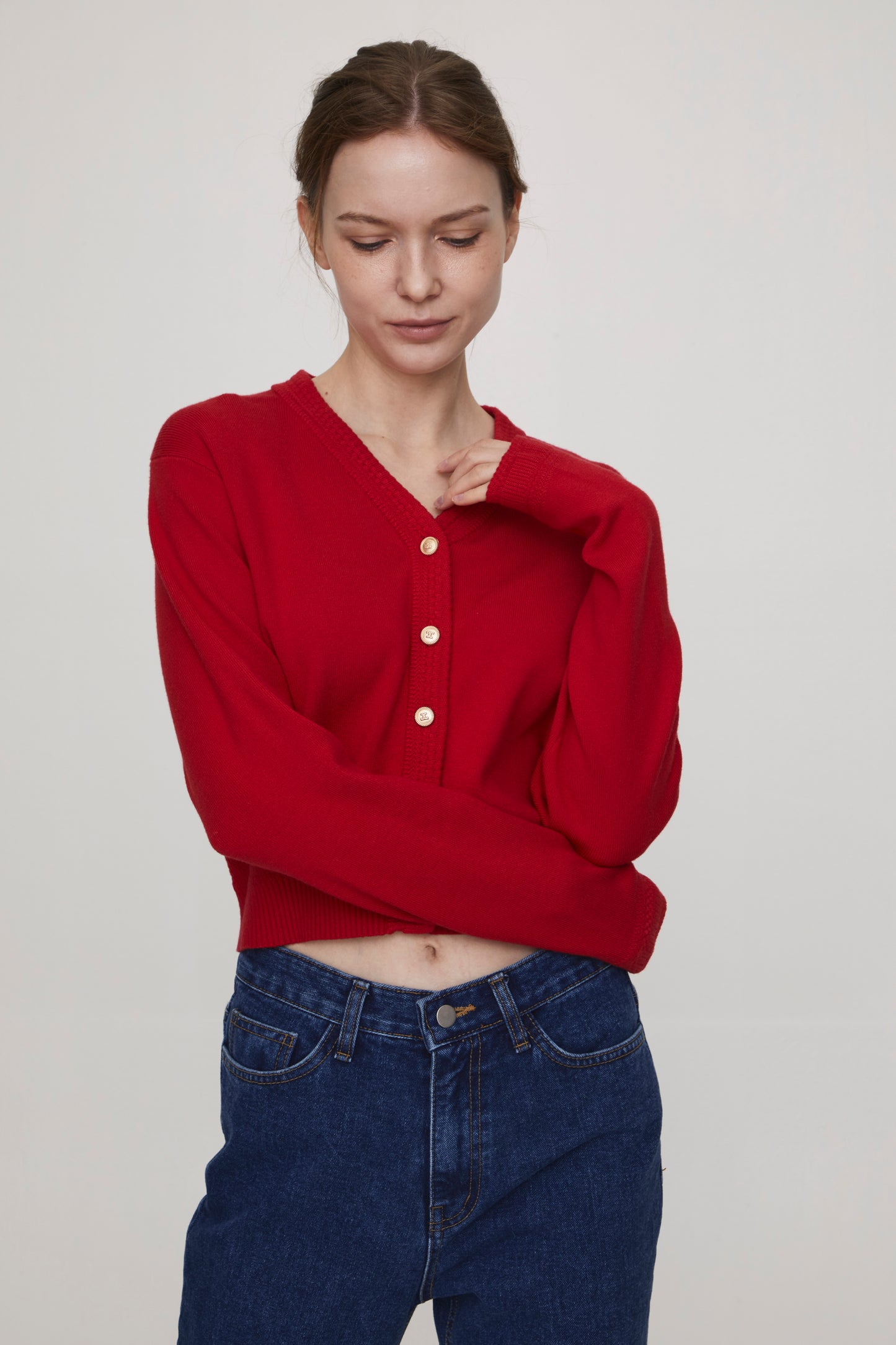 Grandma gold button cashmere cardigan