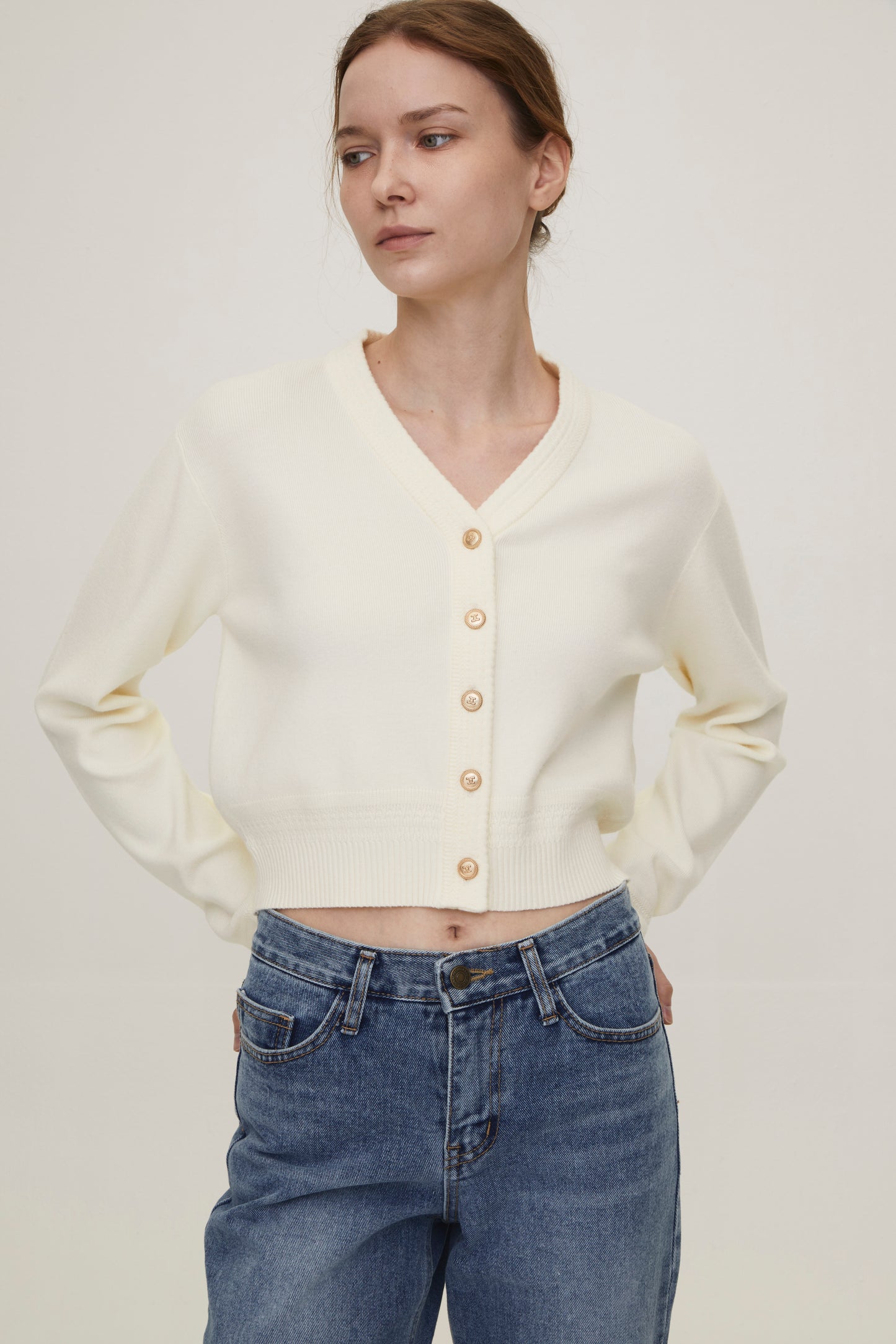 Grandma gold button cashmere cardigan