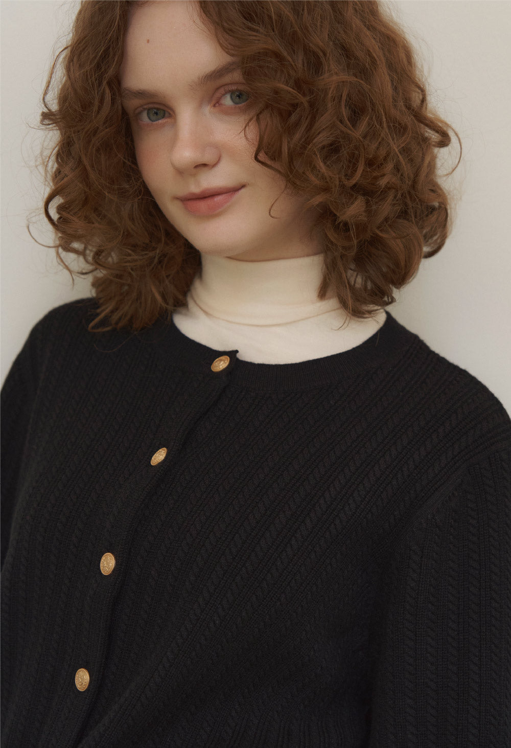 Chris gold button cashmere knit cardigan