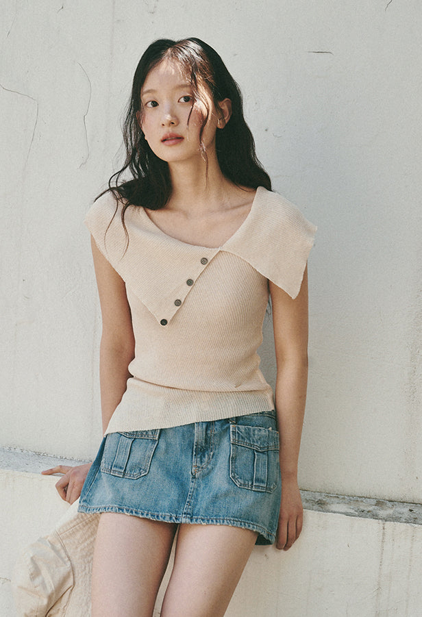 Peach Off-Shoulder Knit