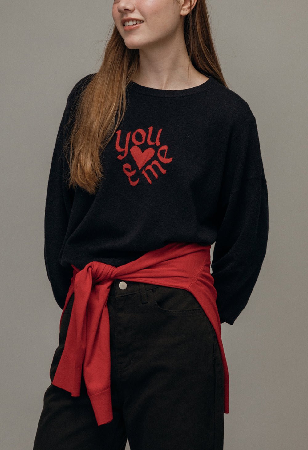 You and me overfit pullover knit