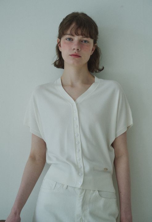 Iced linen v-neck sleeve knit