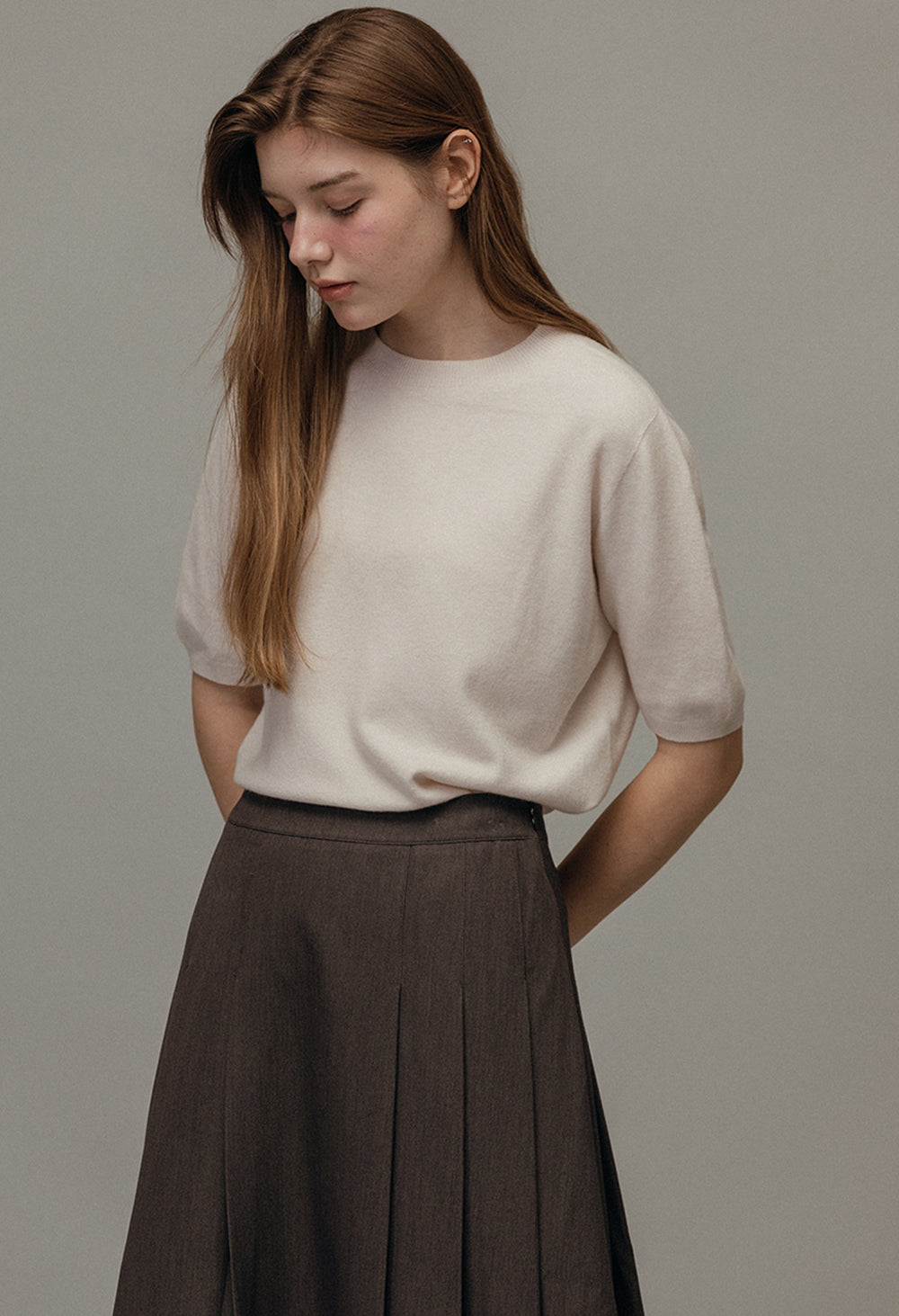 Loose Fit York Wool Volume Half Sleeve Knit