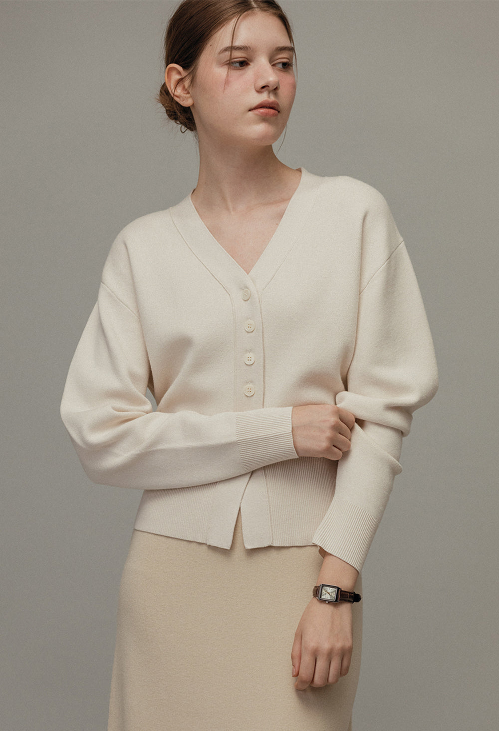 Volume silhouette knit cardigan
