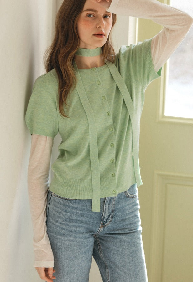 Bubbly scarf knit cardigan