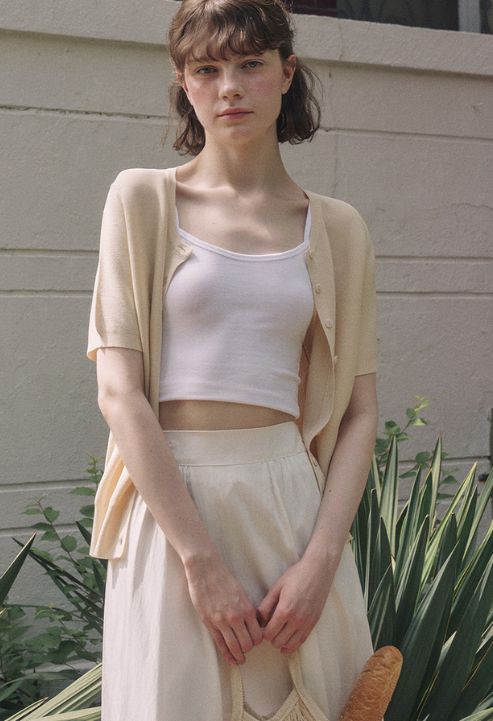 Summer silky basic half sleeve knit cardigan