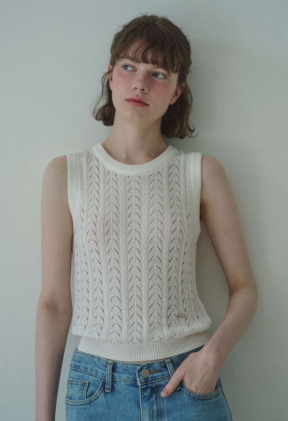Tropical cable sleeveless knit