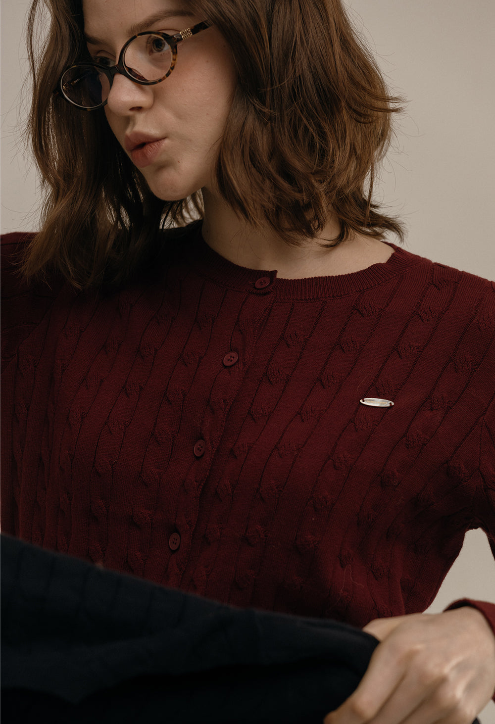Classic cable cotton knit cardigan