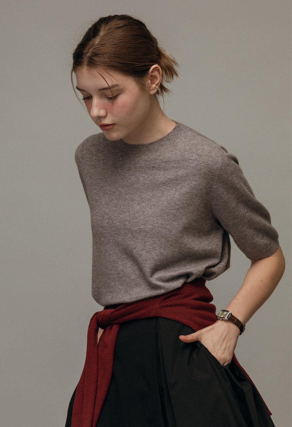 Loose Fit York Wool Volume Half Sleeve Knit