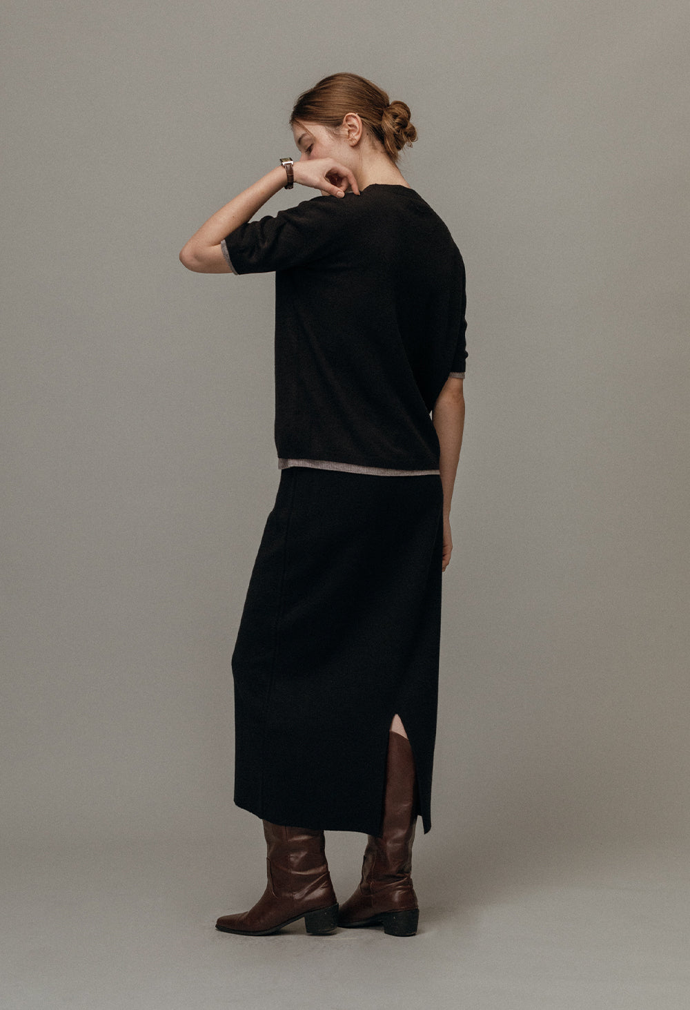 Loose Fit York Wool Volume Half Sleeve Knit