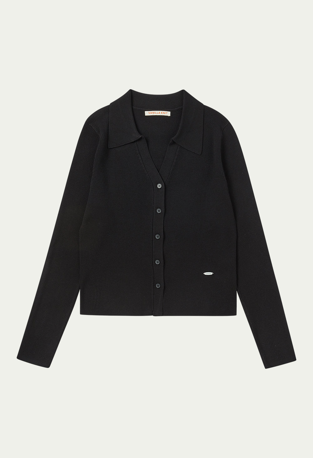 Slim ribbed collar cardigan