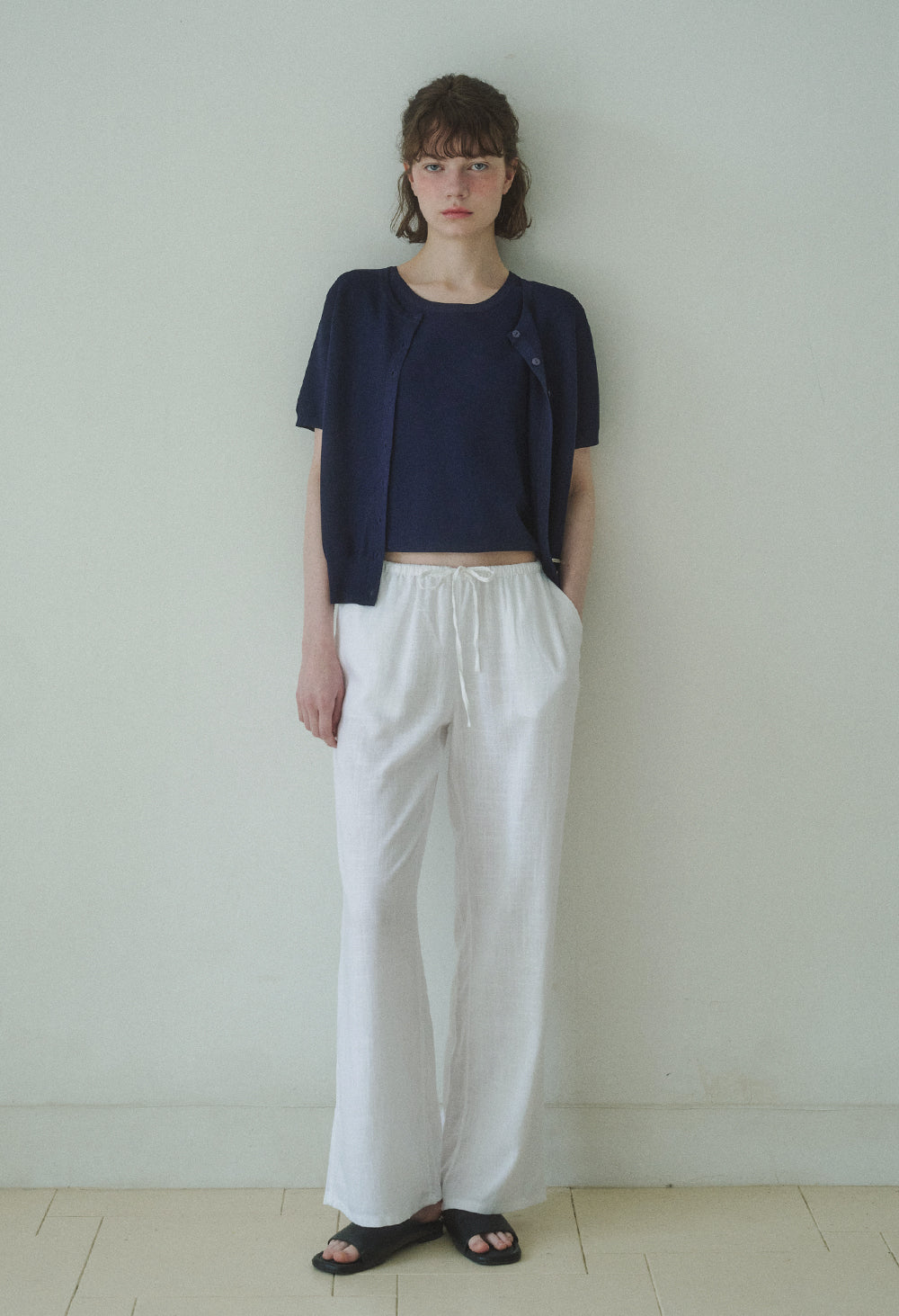 Summer silky basic half sleeve knit cardigan