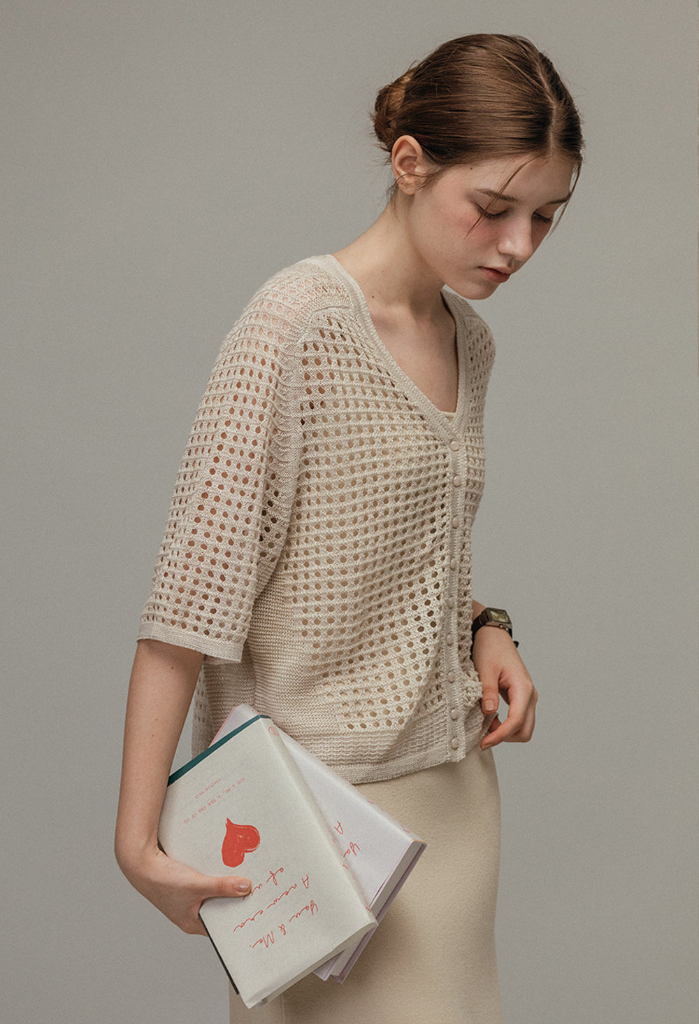 Monaco linen nett knit cardigan