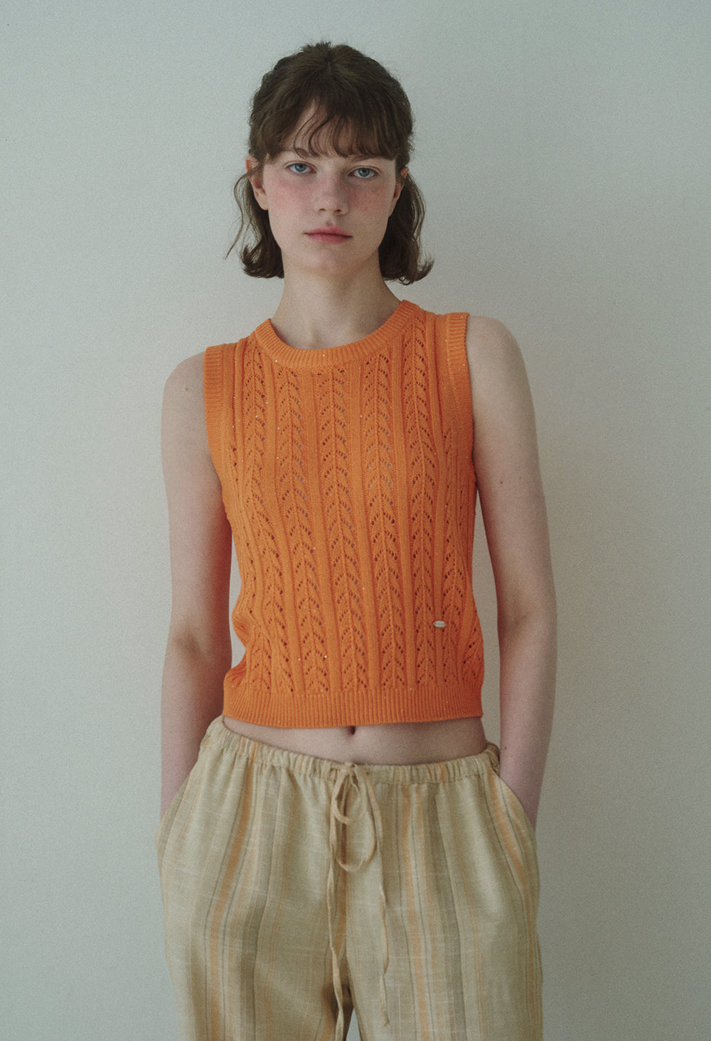 Tropical cable sleeveless knit