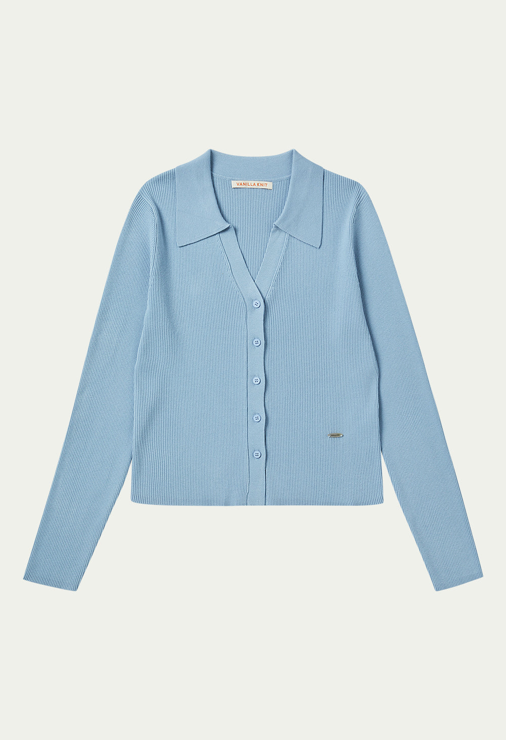 Slim ribbed collar cardigan