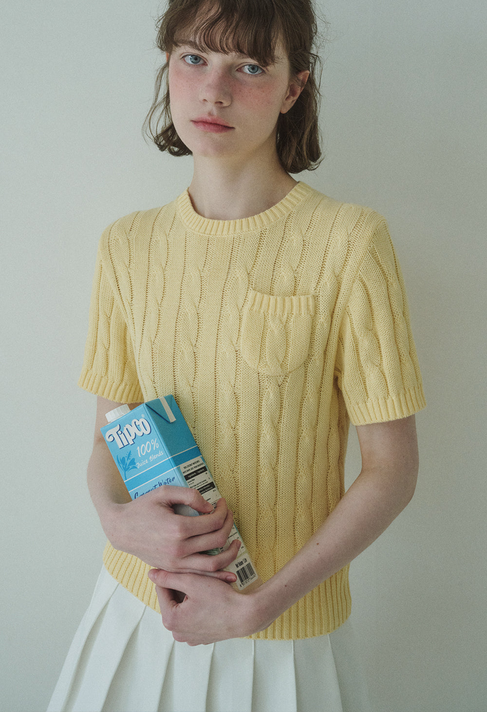 Chilling cable pocket cotton sleeve knit