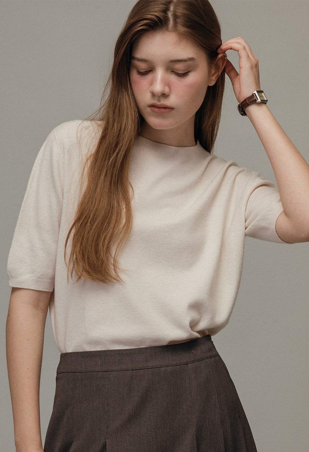 Loose Fit York Wool Volume Half Sleeve Knit