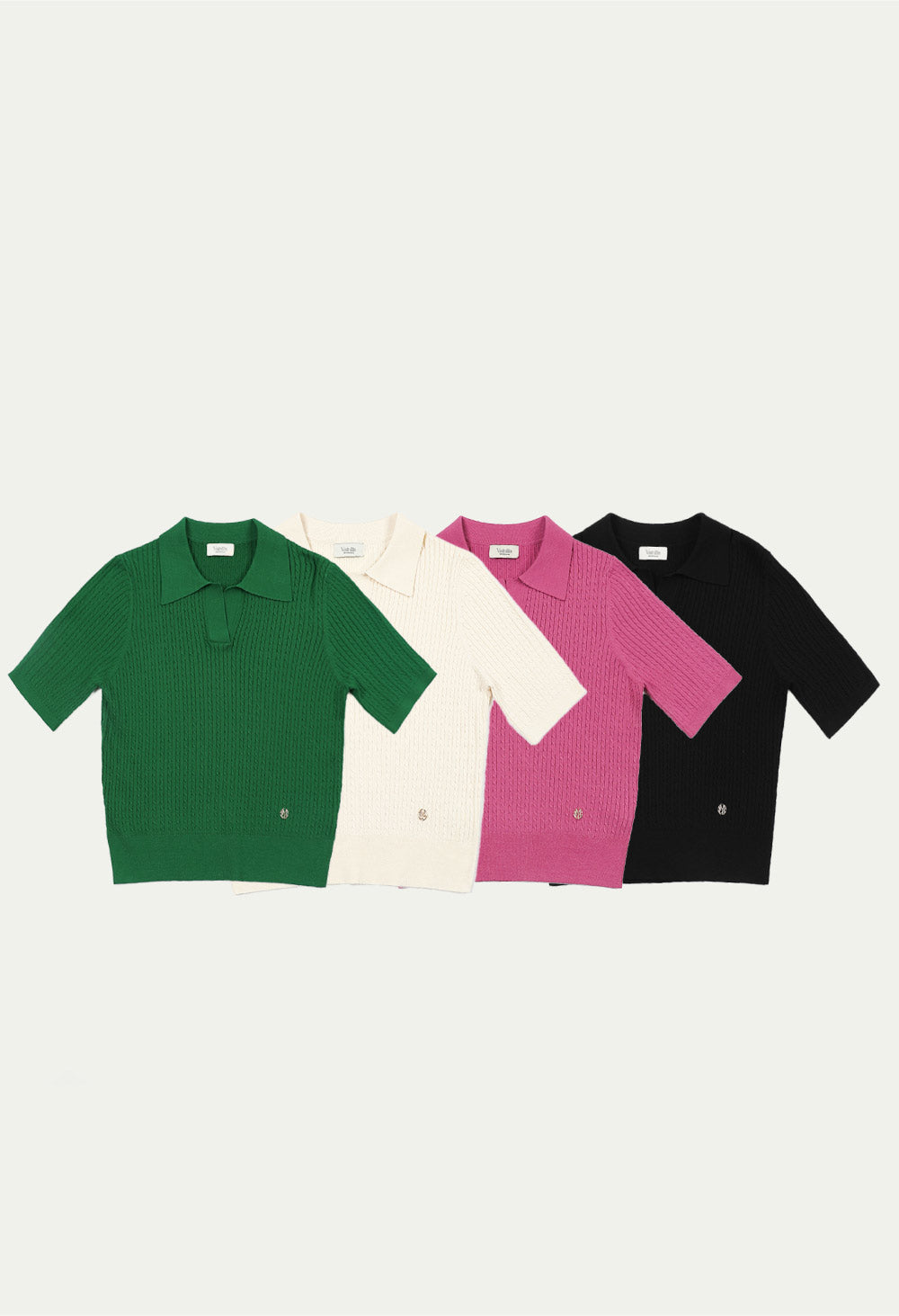 Romance cable collar short sleeve knit