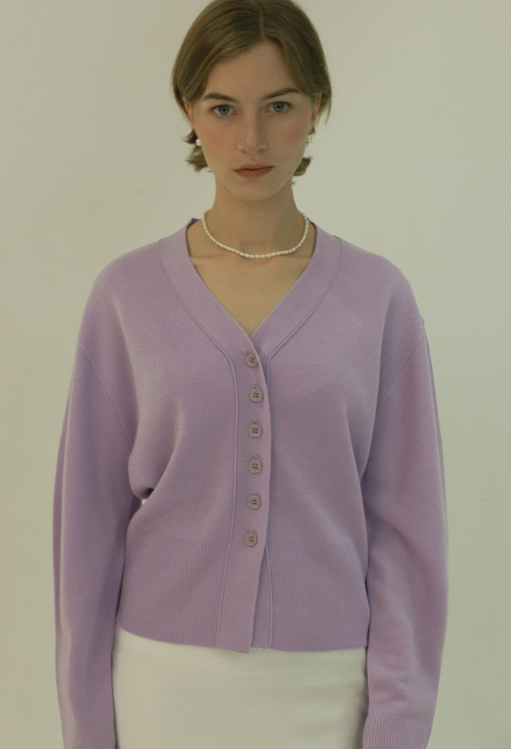 Volume silhouette wool knit cardigan