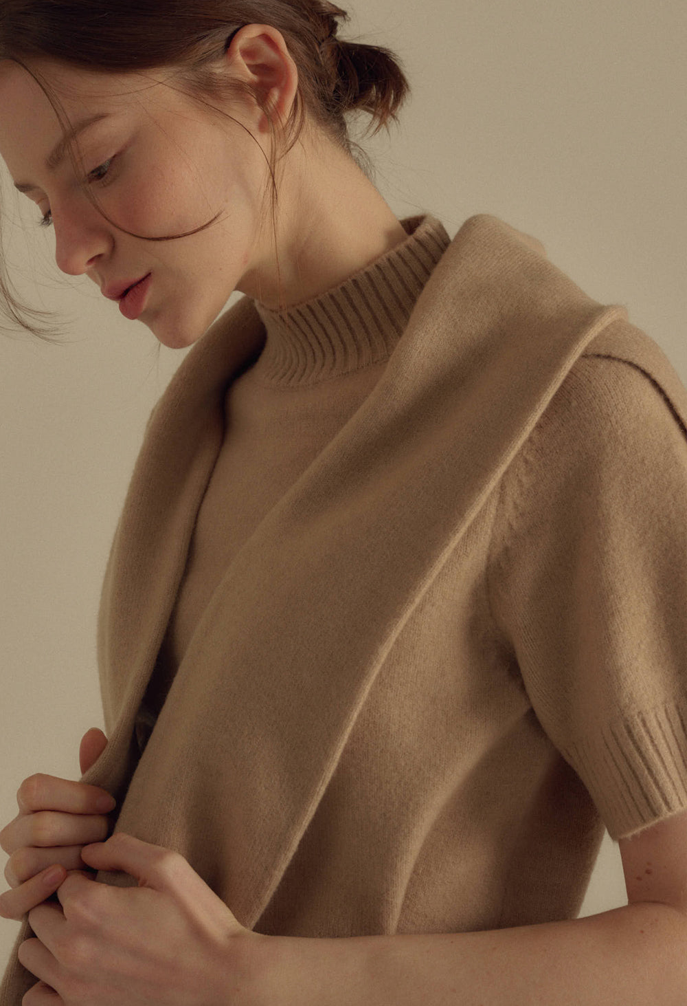 Vanilla basic wool knit shawl (WINTER)