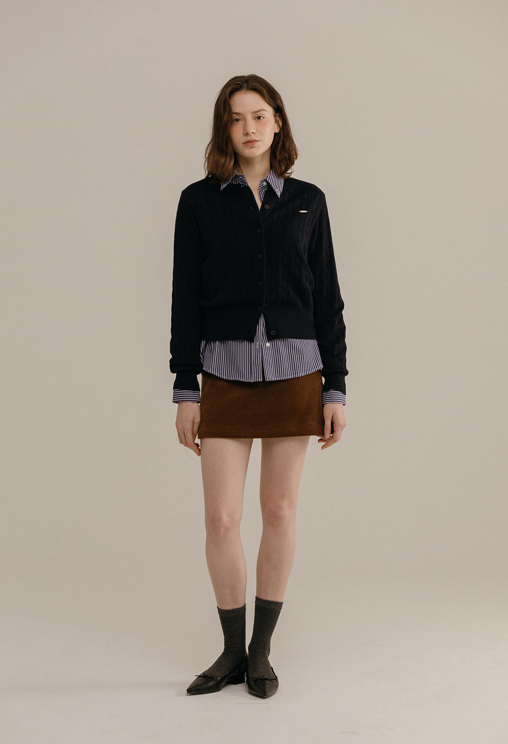 Classic cable cotton knit cardigan