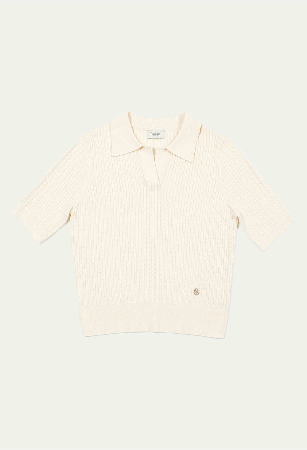 Romance cable collar short sleeve knit