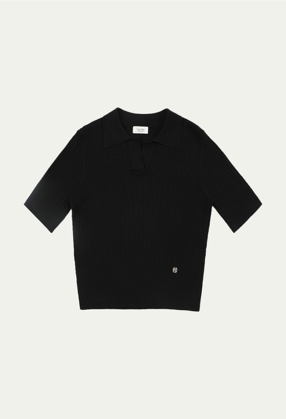 Romance cable collar short sleeve knit