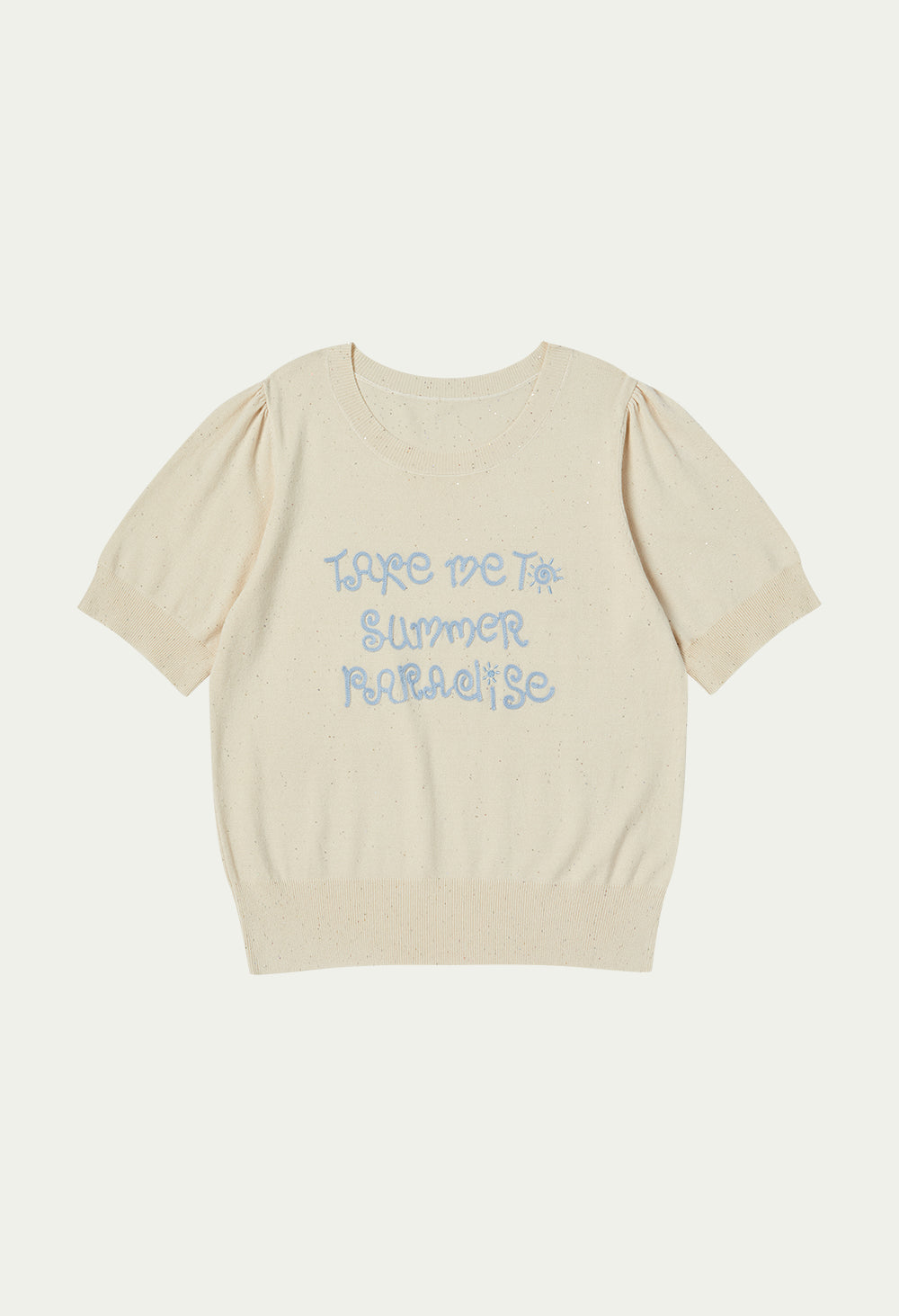 Paradise spangle puff half sleeve knit