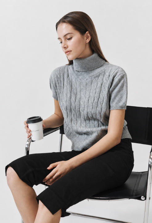 Autumn Cable Turtleneck Wool Knit