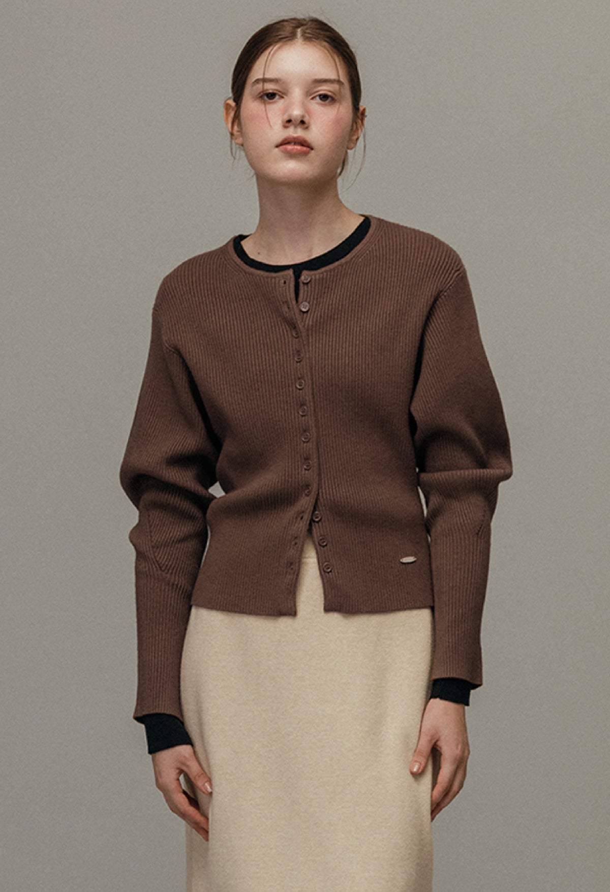 Novel volume knit cardigan