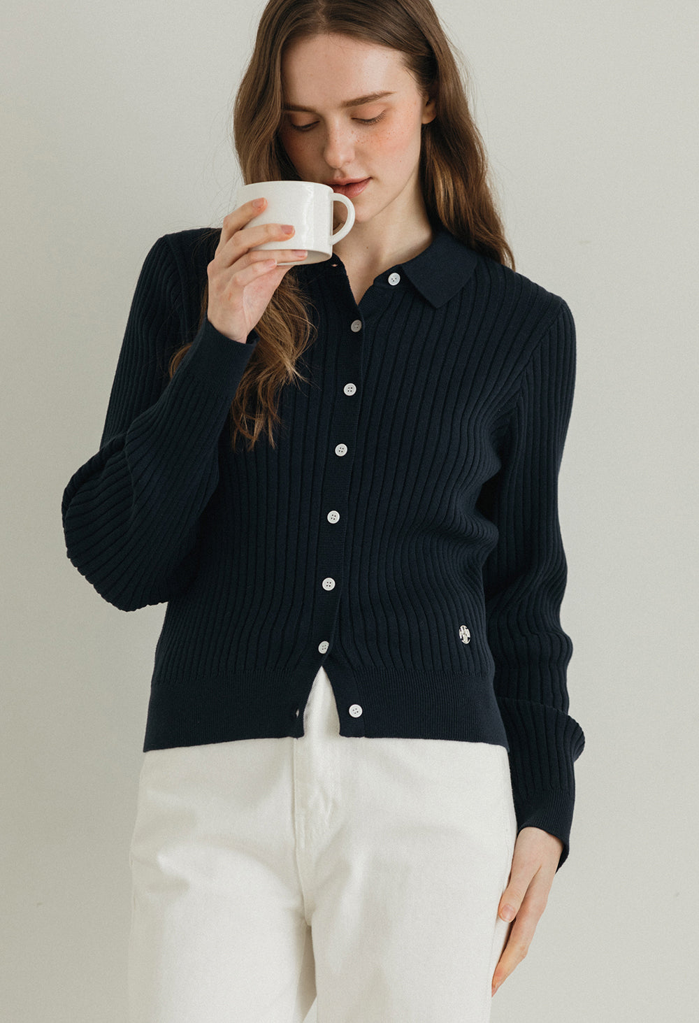 Romance collar knit cardigan