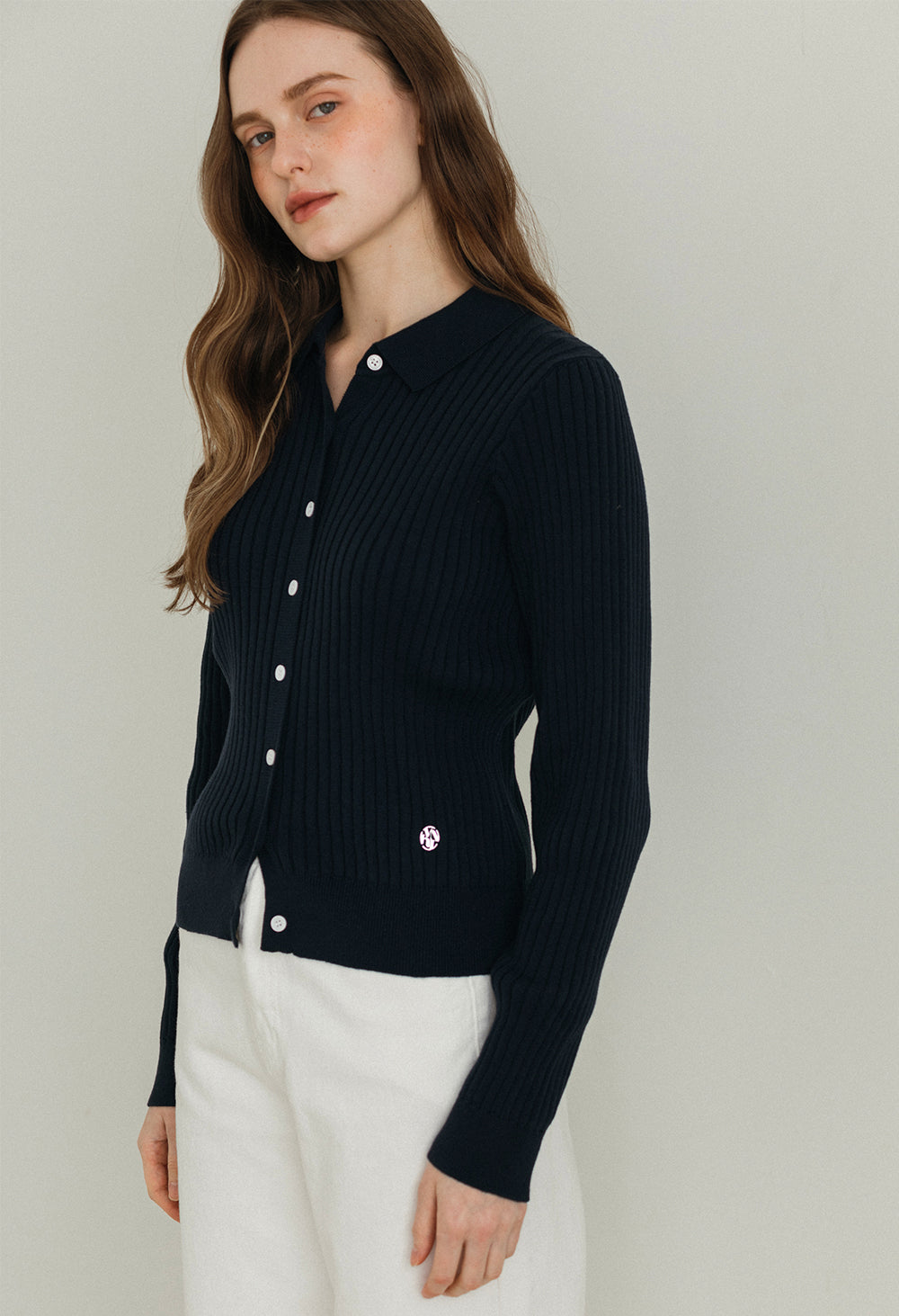 Romance collar knit cardigan