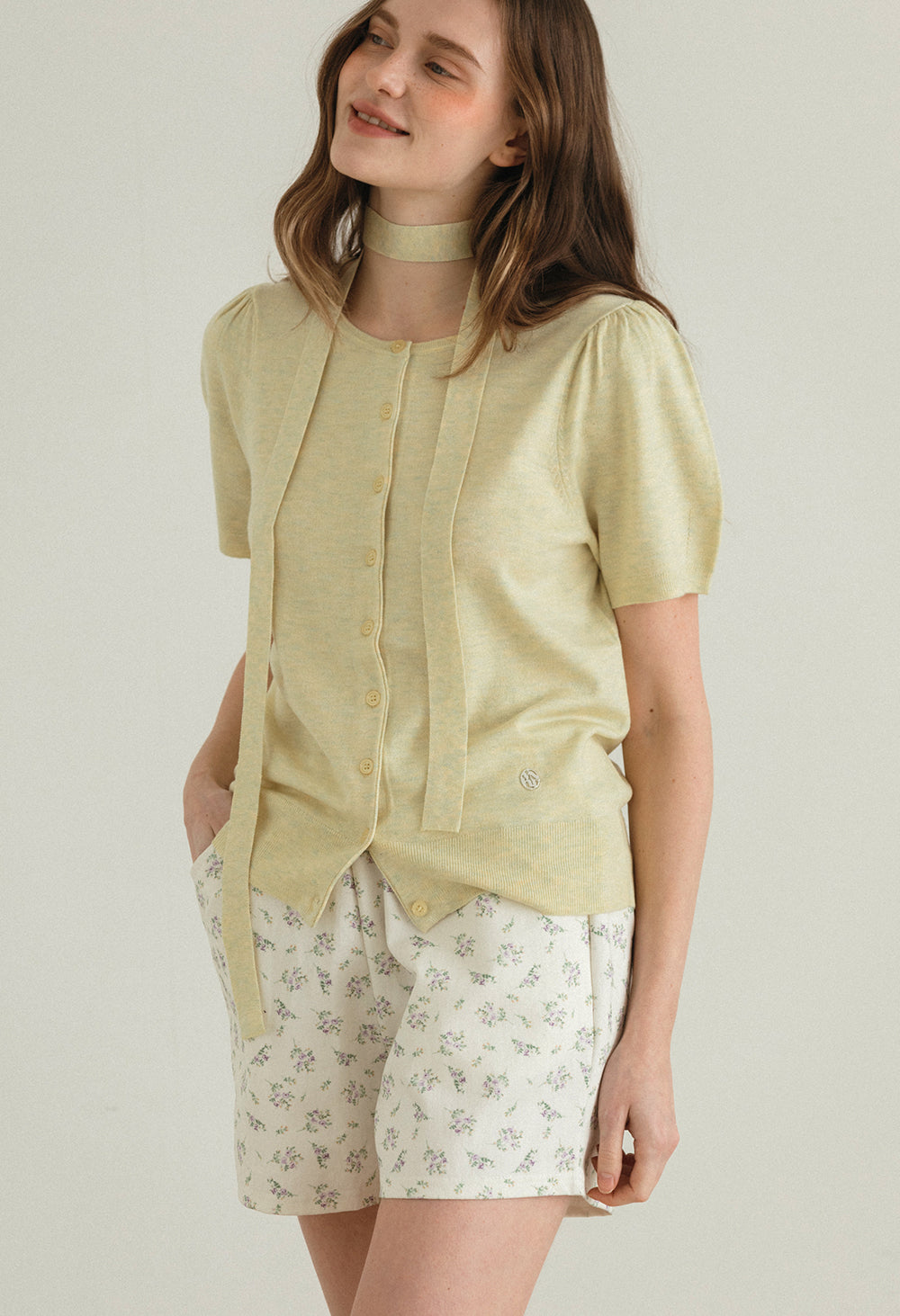 Bubbly scarf knit cardigan