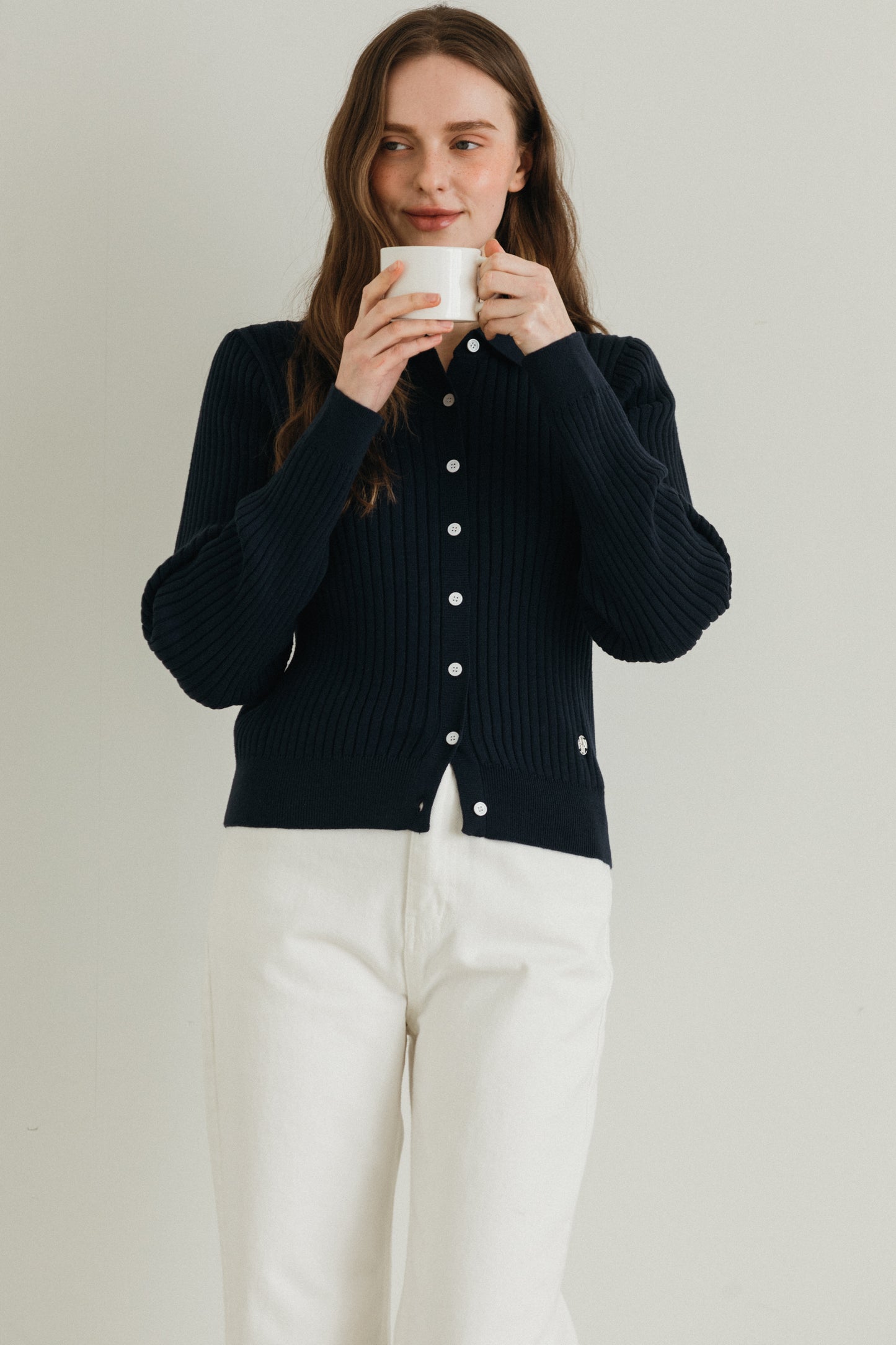 Romance collar knit cardigan