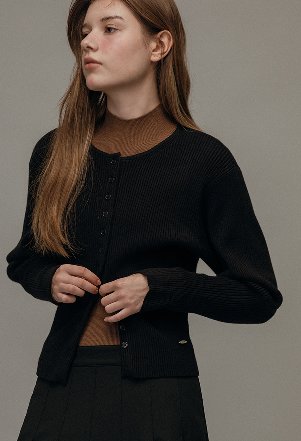 Novel volume knit cardigan