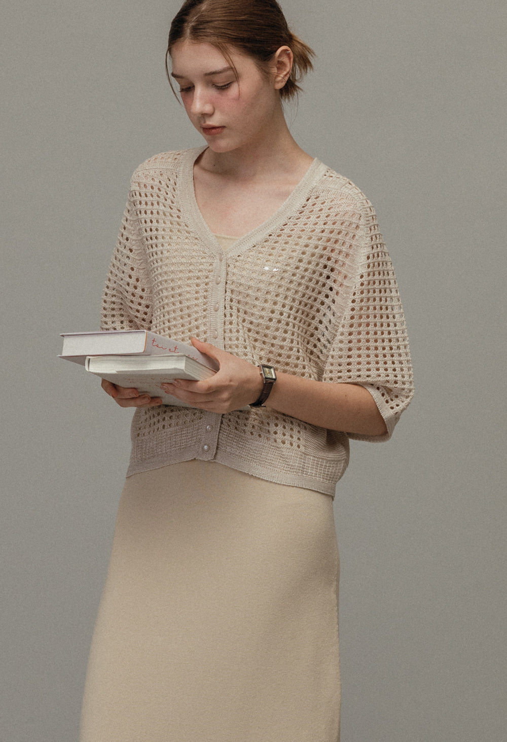 Monaco linen nett knit cardigan