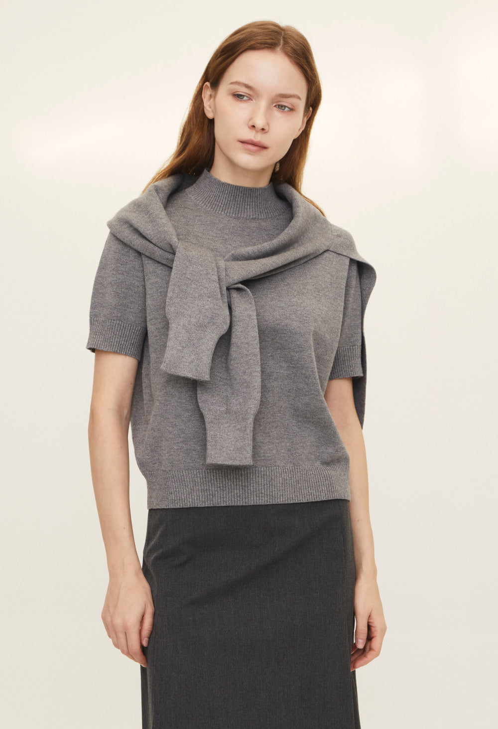 Basic cashmere-blend shawl / IVORY