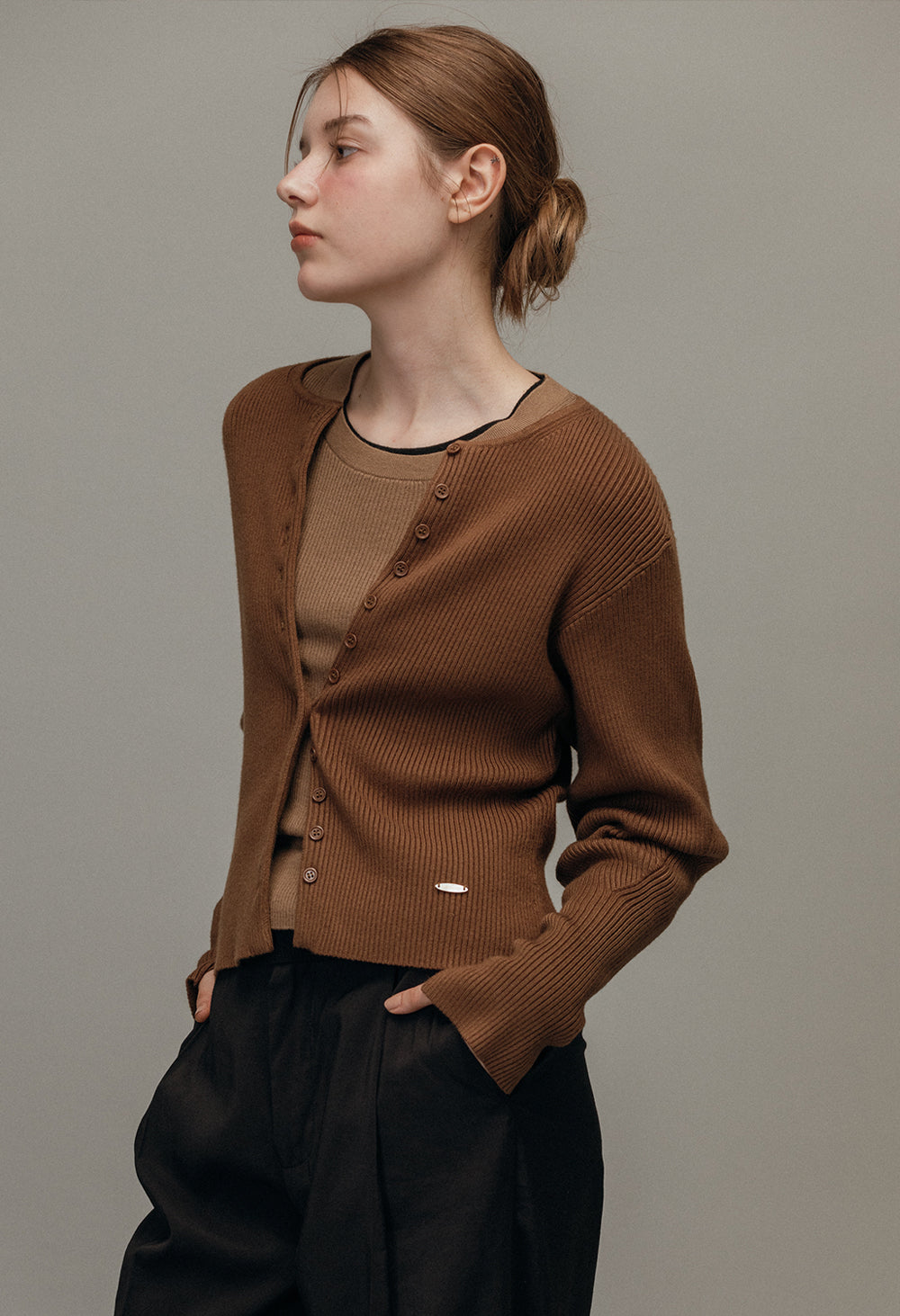 Novel volume knit cardigan
