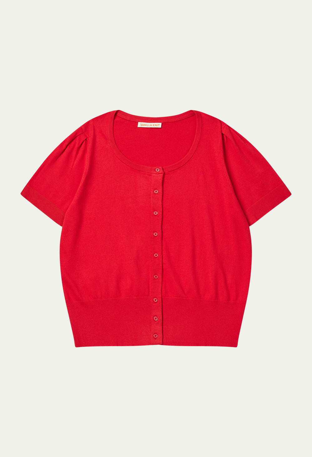 July puff half sleeve knit cardigan