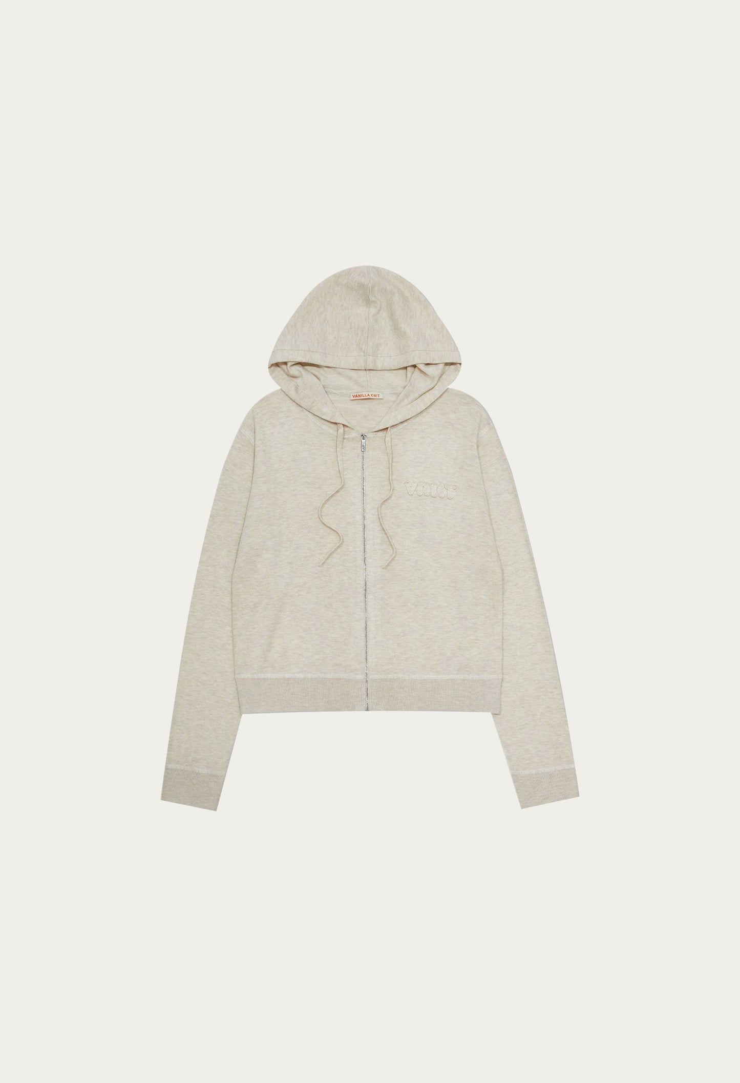 Crush hood zip up knit cardigan