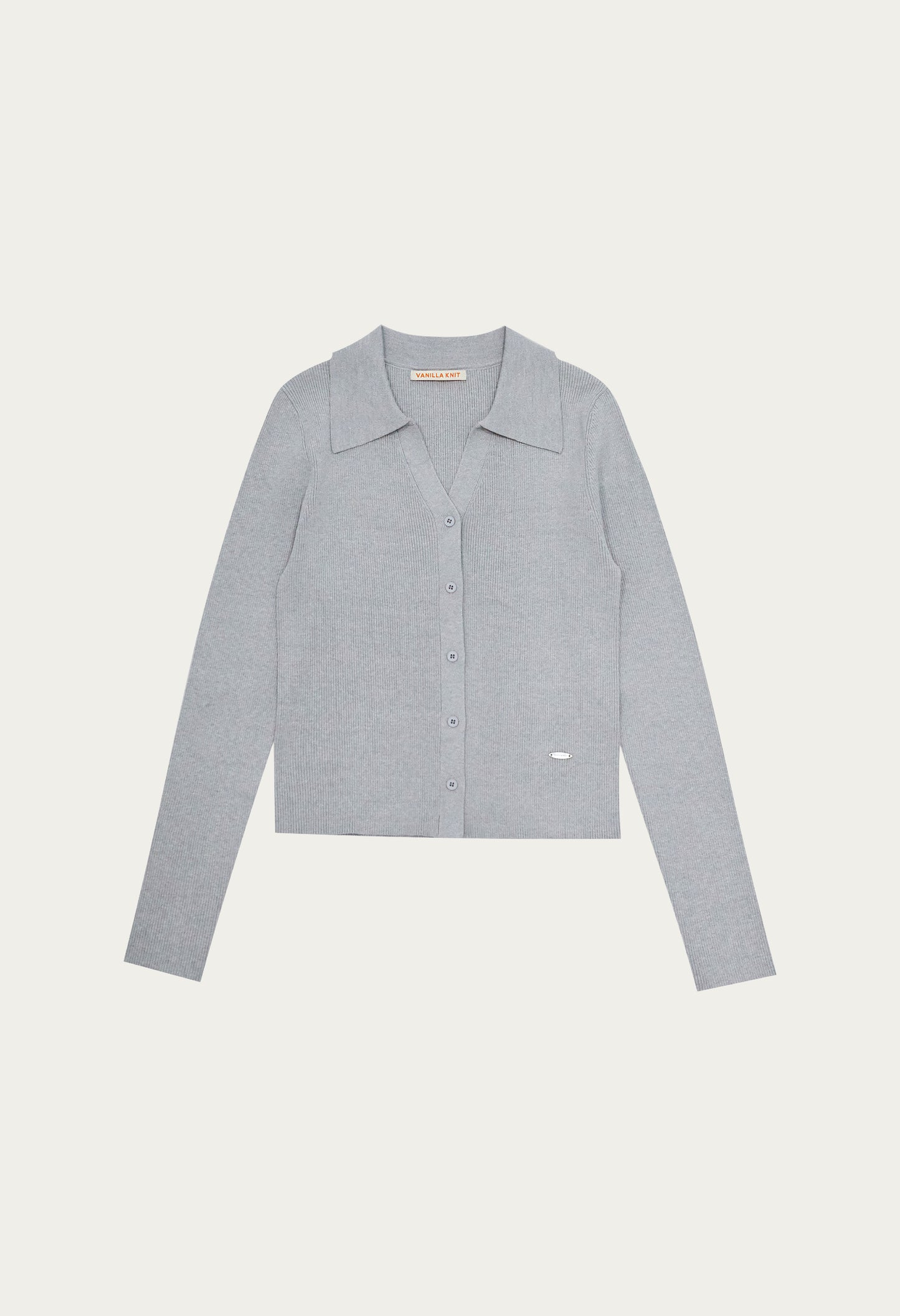 Slim ribbed collar cardigan