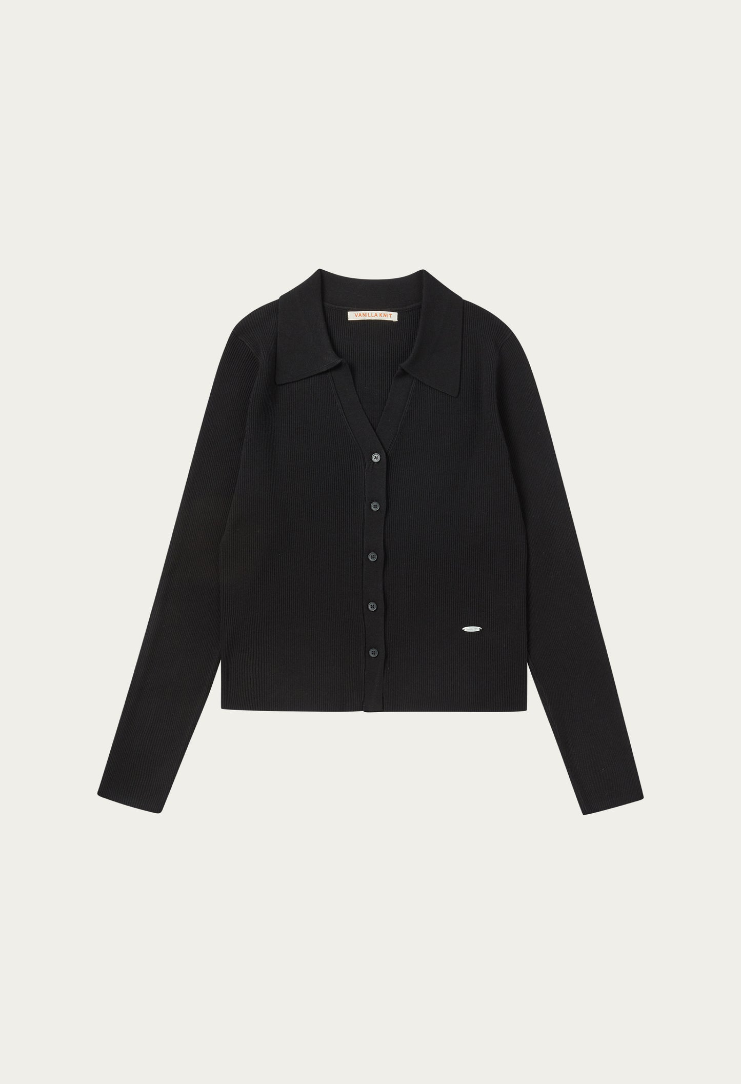 Slim ribbed collar cardigan