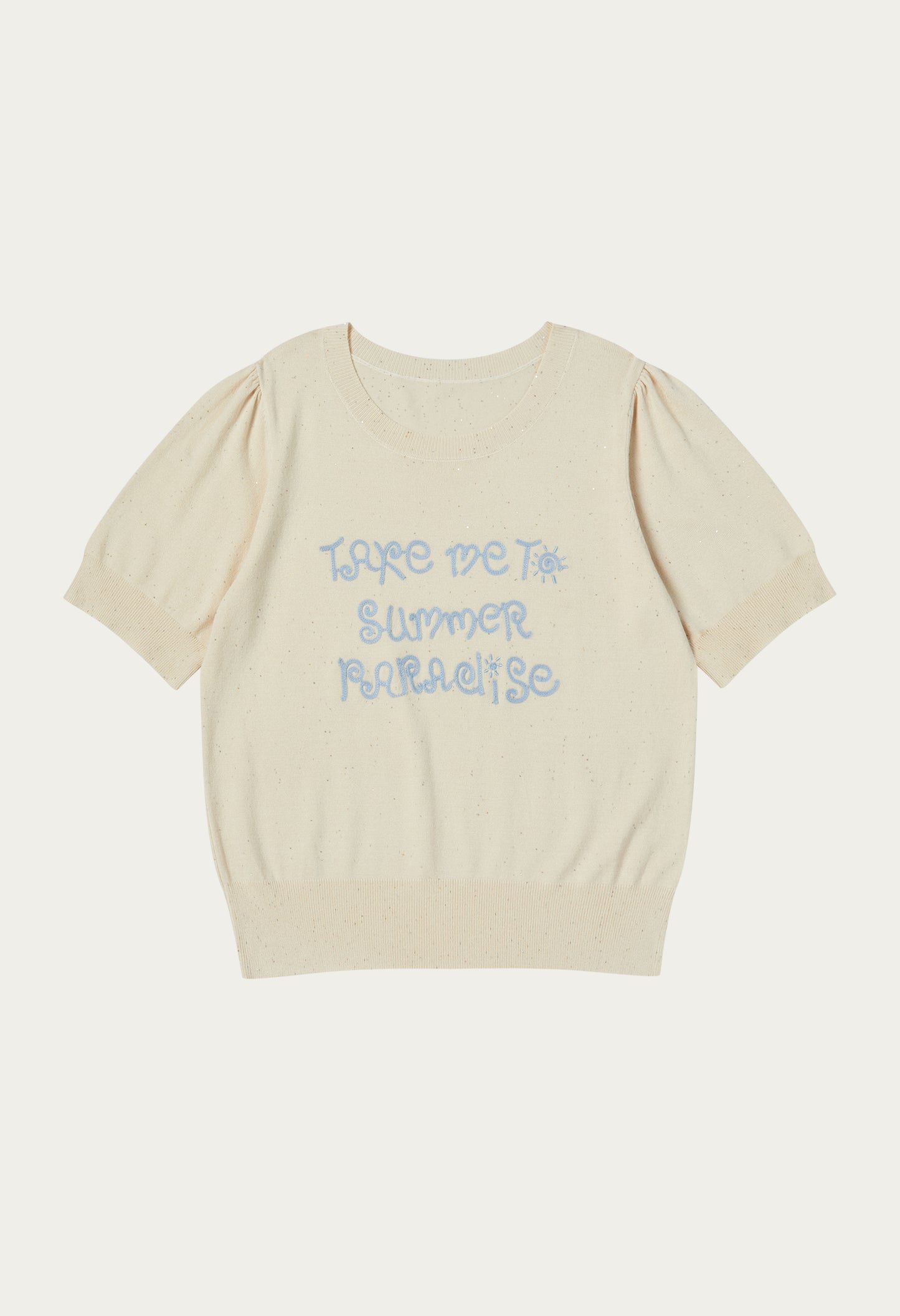 Paradise spangle puff half sleeve knit