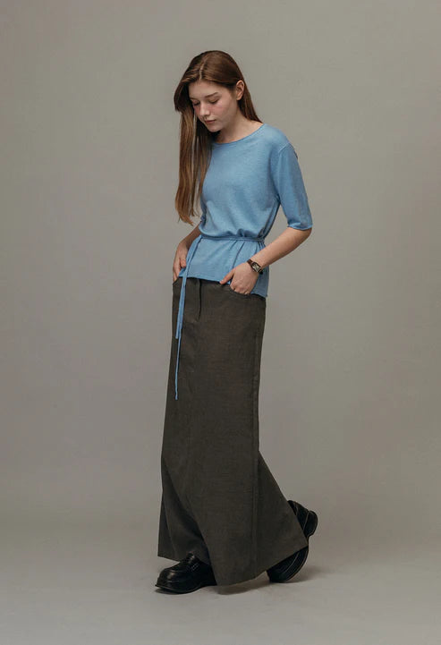 [Same-Day Shipping] Strap wool half sleeve knit