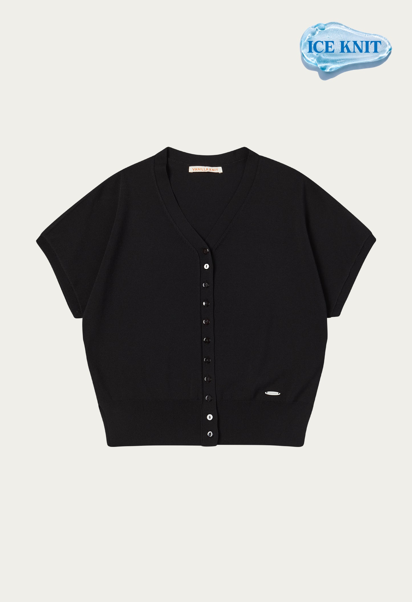 Iced linen v-neck sleeve knit